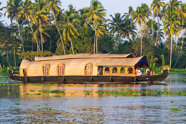 culture: kerala houseboat on backwaters
