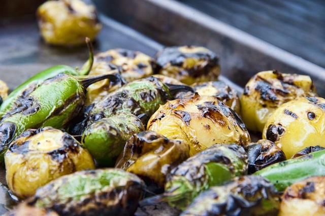 chef jose Garces tomatillos peppers on grill