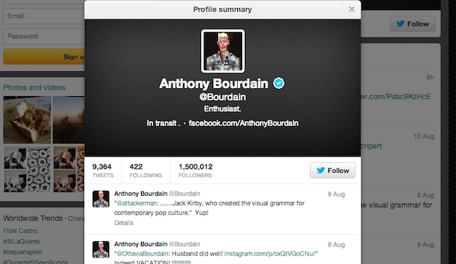 Anthony Bourdain Twitter