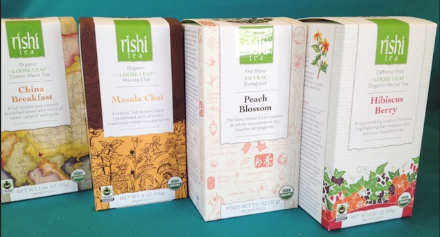 Rishi Tea (organic and sources from Egypt, India, and China)